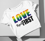 Load image into Gallery viewer, LGBTQ Love Thyself First Crop Top T-shirt