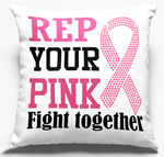 Load image into Gallery viewer, Breast Cancer Awareness Rep Your Pink fight Together Rhinestone "12x12" Pillow Throw