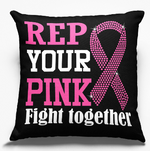 Load image into Gallery viewer, Breast Cancer Awareness Rep Your Pink fight Together Rhinestone "12x12" Pillow Throw