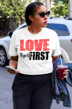 Load image into Gallery viewer, Women's Rhinestone Love Thyself First Regular T-shirt