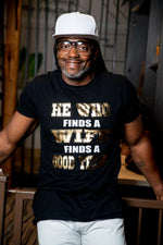 Load image into Gallery viewer, Couple's He Who Finds A Wife Finds A Good thing & Wife Found T-shirt Set - Cre8tive Cre8tions