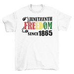 Load image into Gallery viewer, Women's Juneteenth Freedom Since 1865 Glittered Regular T-shirt