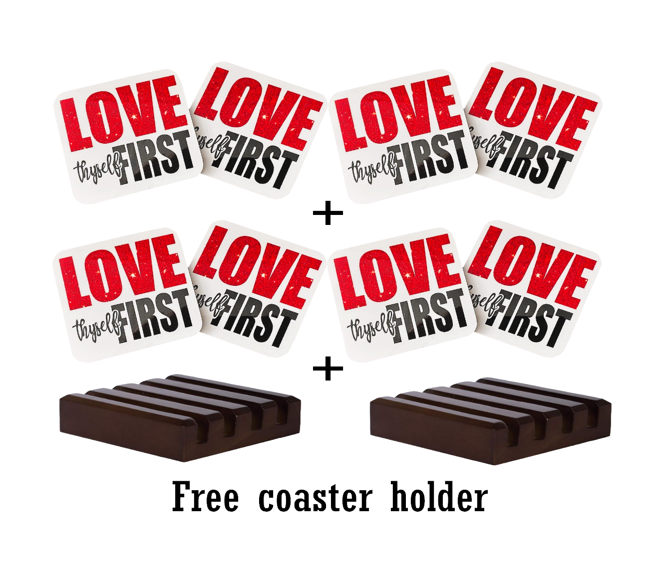 Love Thyself First 3.75 Square Coaster