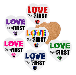 Love Thyself First Heart Sandstone Coaster