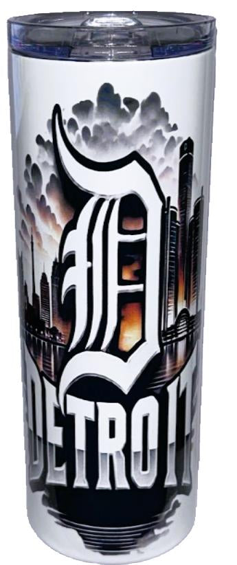 Detroit Smoke 20oz Stainless Steel Tumbler With Clear Lid and Straw