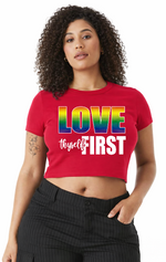 Load image into Gallery viewer, LGBTQ Love Thyself First Crop Top T-shirt
