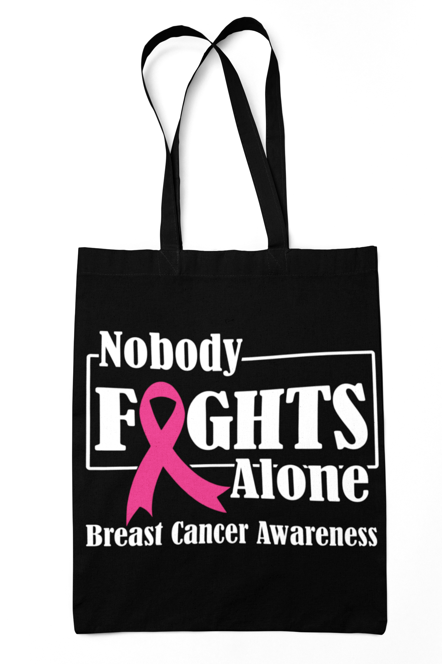 Breast Cancer Awareness "Nobody Fights Alone" Canvas Bag