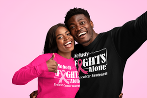 Unisex Breast Cancer Awareness "Nobody Fights Alone" Sweatshirt