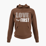 Load image into Gallery viewer, Women&#39;s Love Thyself First Rhinestone Hoodie
