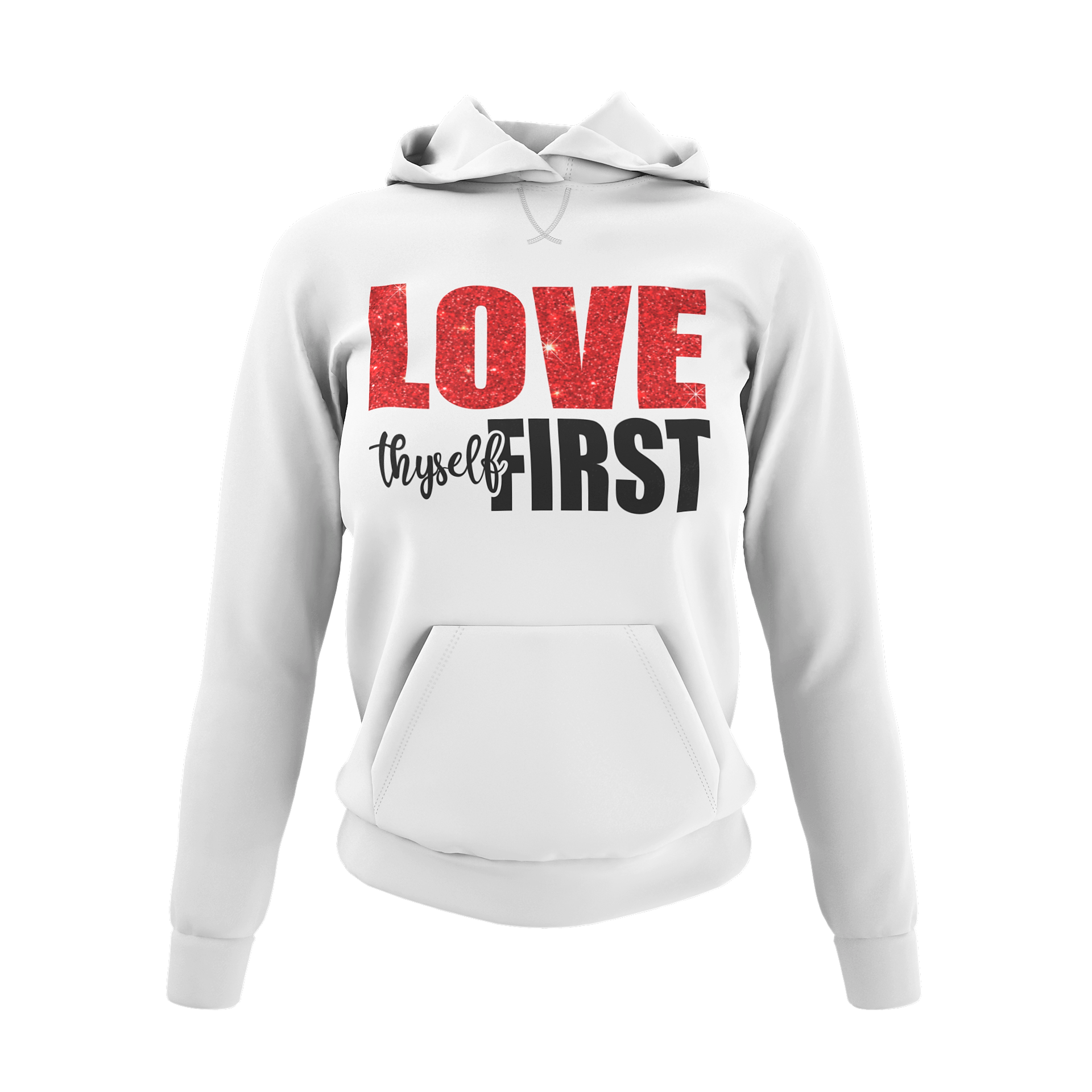 Women's Love Thyself First Glitter Hoodie