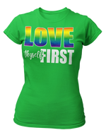 Load image into Gallery viewer, Women&#39;s LGBTQ Love Thyself First Semi-Fitted T-shirt
