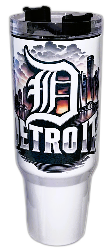 Detroit Smoke 40oz Stainless Steel Tumbler With Clear Lid and Straw