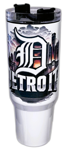 Detroit Smoke 40oz Stainless Steel Tumbler With Clear Lid and Straw