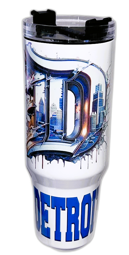 Detroit Splash 40oz Stainless Steel Tumbler With Clear Lid and Straw