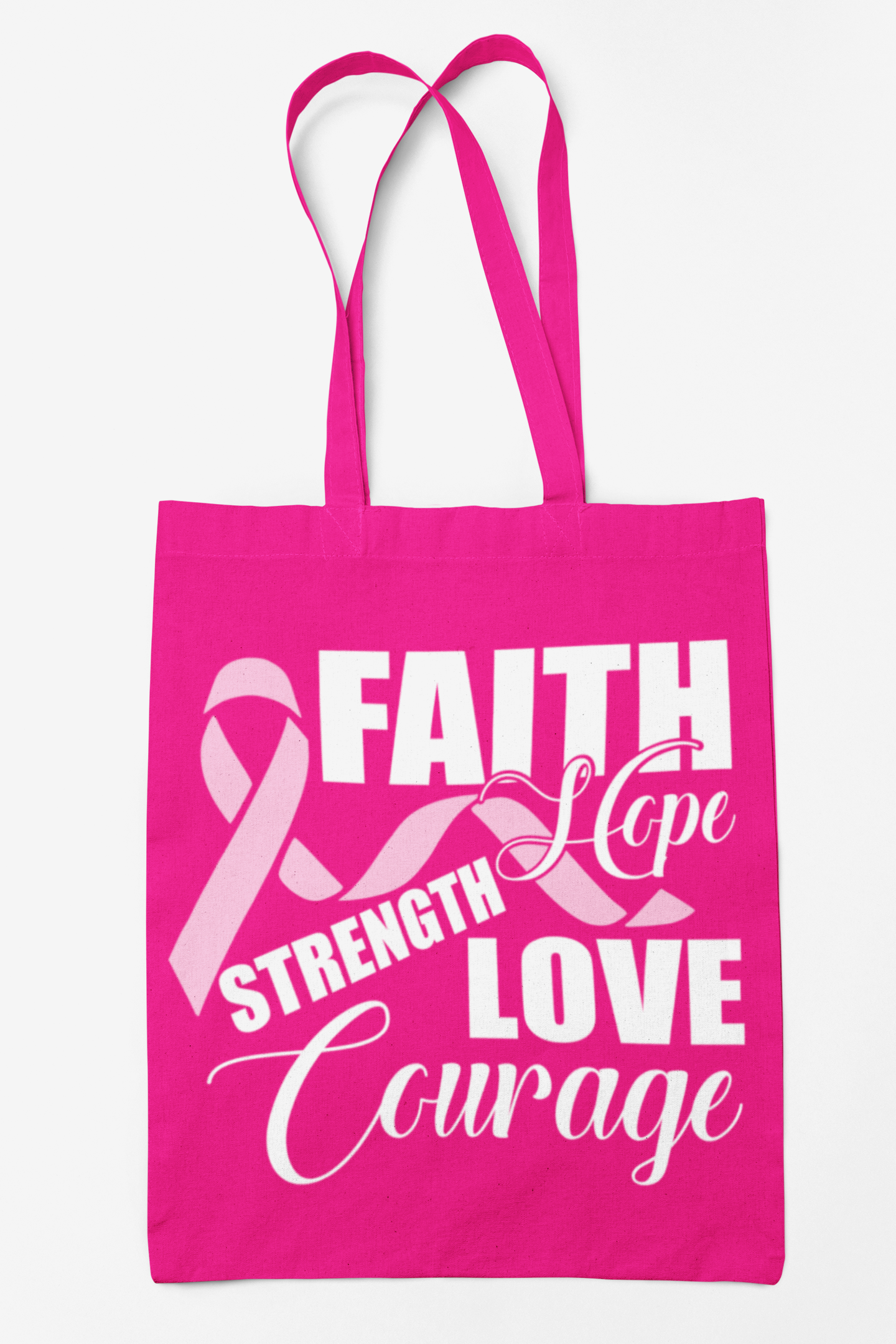 Breast Cancer Awareness "Faith, Hope, Strength, Love and Courage" Canvas Bag