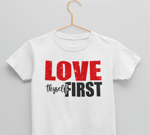 Girls Original Love Thyself First Glittered Toddler T-shirt