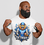 Load image into Gallery viewer, Lion With Detroit Holding Football T-shirt
