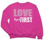 Load image into Gallery viewer, Women&#39;s Love Thyself First Rhinestone Sweatshirt
