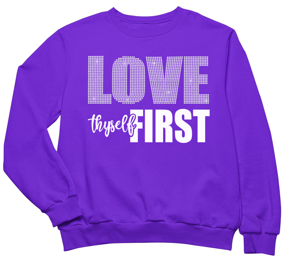 Women's Love Thyself First Rhinestone Sweatshirt