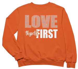 Women's Love Thyself First Rhinestone Sweatshirt