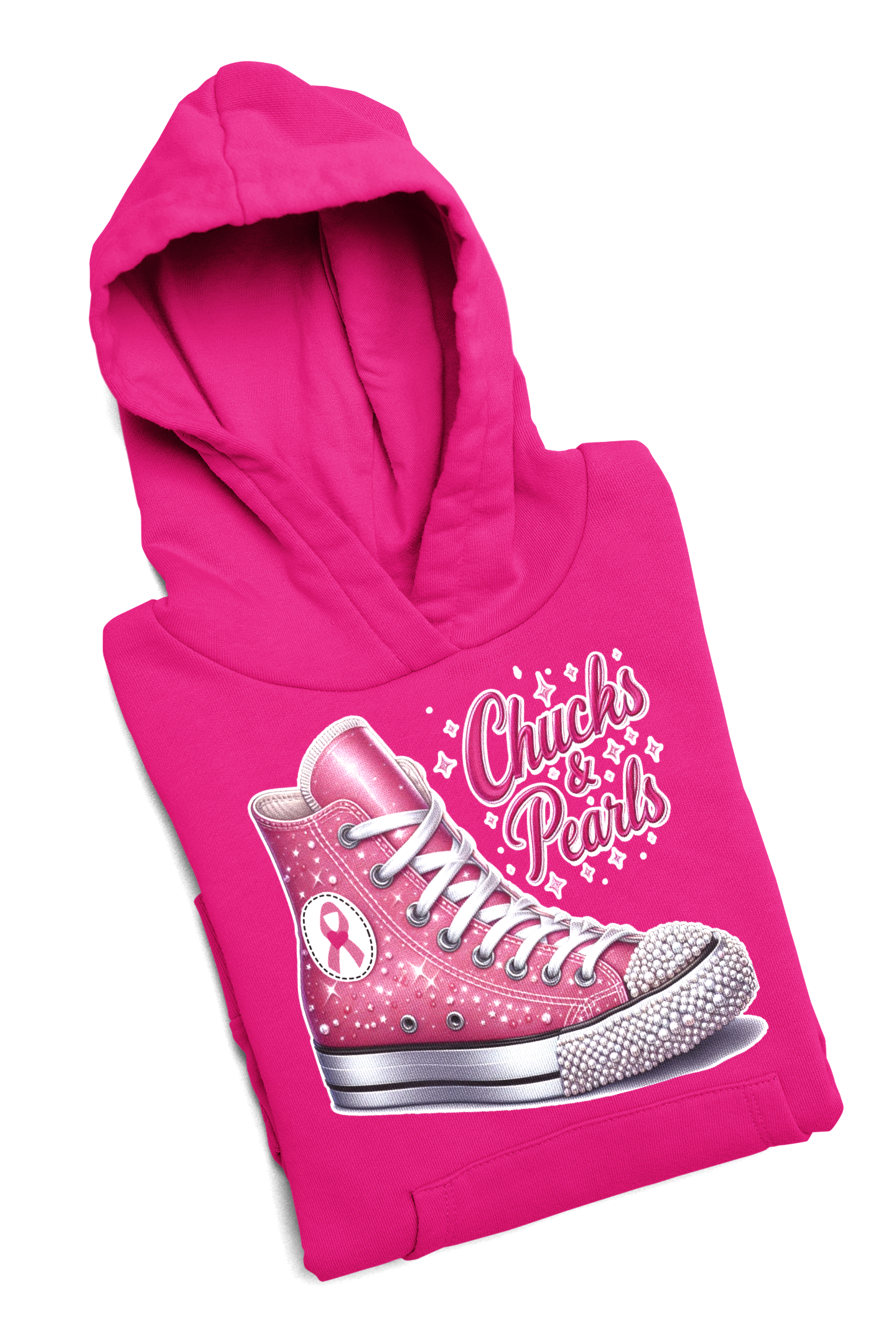 Breast Cancer Women's Chucks And Pearls Hoodie