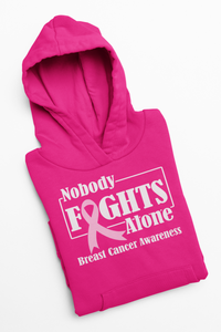 Unisex Breast Cancer Awareness "Nobody Fight Alone" Hoodie