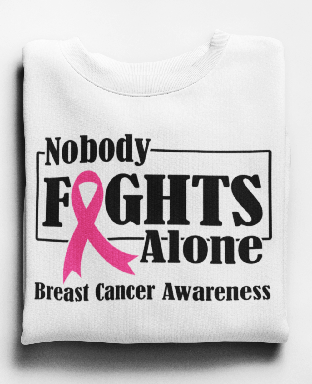 Unisex Breast Cancer Awareness "Nobody Fights Alone" Sweatshirt