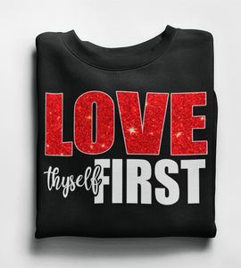 Girls Original Love Thyself First Glitter Sweatshirt