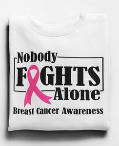 Unisex Breast Cancer Awareness "Nobody Fights Alone" Sweatshirt