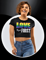 Load image into Gallery viewer, LGBTQ Love Thyself First Crop Top T-shirt
