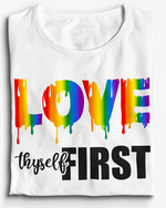 Load image into Gallery viewer, Women&#39;s Glittered Love Thyself First Regular T-shirt
