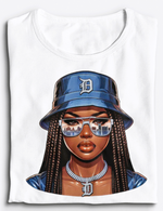 Load image into Gallery viewer, Detroit Woman City Skyline Through Glasses T-shirt
