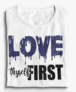 Load image into Gallery viewer, Women&#39;s Glittered Love Thyself First Regular T-shirt
