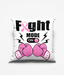 Breast Cancer Awareness Fight Mode On Glitter "12x12" Pillow Throw