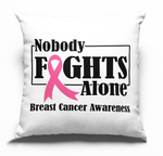 Load image into Gallery viewer, Breast Cancer Awareness Rhinestone &quot;Nobody Fights Alone&quot;,  &quot;12x12&quot; Pillow Throw
