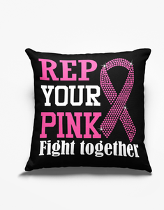 Breast Cancer Awareness Rep Your Pink fight Together Rhinestone "12x12" Pillow Throw