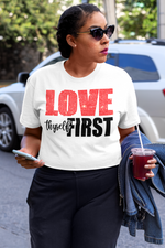 Load image into Gallery viewer, Women&#39;s Rhinestone Love Thyself First Regular T-shirt
