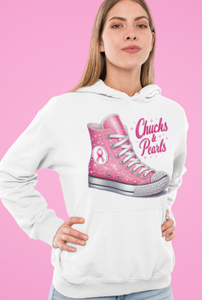 Breast Cancer Women's Chucks And Pearls Hoodie