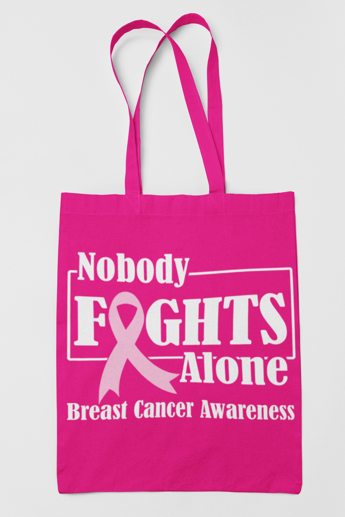 Breast Cancer Awareness "Nobody Fights Alone" Canvas Bag