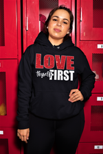 Load image into Gallery viewer, Women&#39;s Love Thyself First Glitter Hoodie
