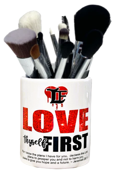 Love Thyself First Ceramic Pen, Pencil or brush Holder