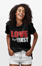 Load image into Gallery viewer, Women&#39;s Glittered Love Thyself First Regular T-shirt
