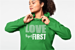 Load image into Gallery viewer, Women&#39;s Love Thyself First Rhinestone Hoodie
