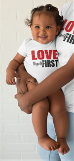 Load image into Gallery viewer, Girls Original Love Thyself First Infant Onesie
