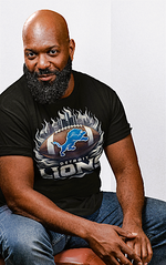 Load image into Gallery viewer, Lions With City Skyline Football T-shirt
