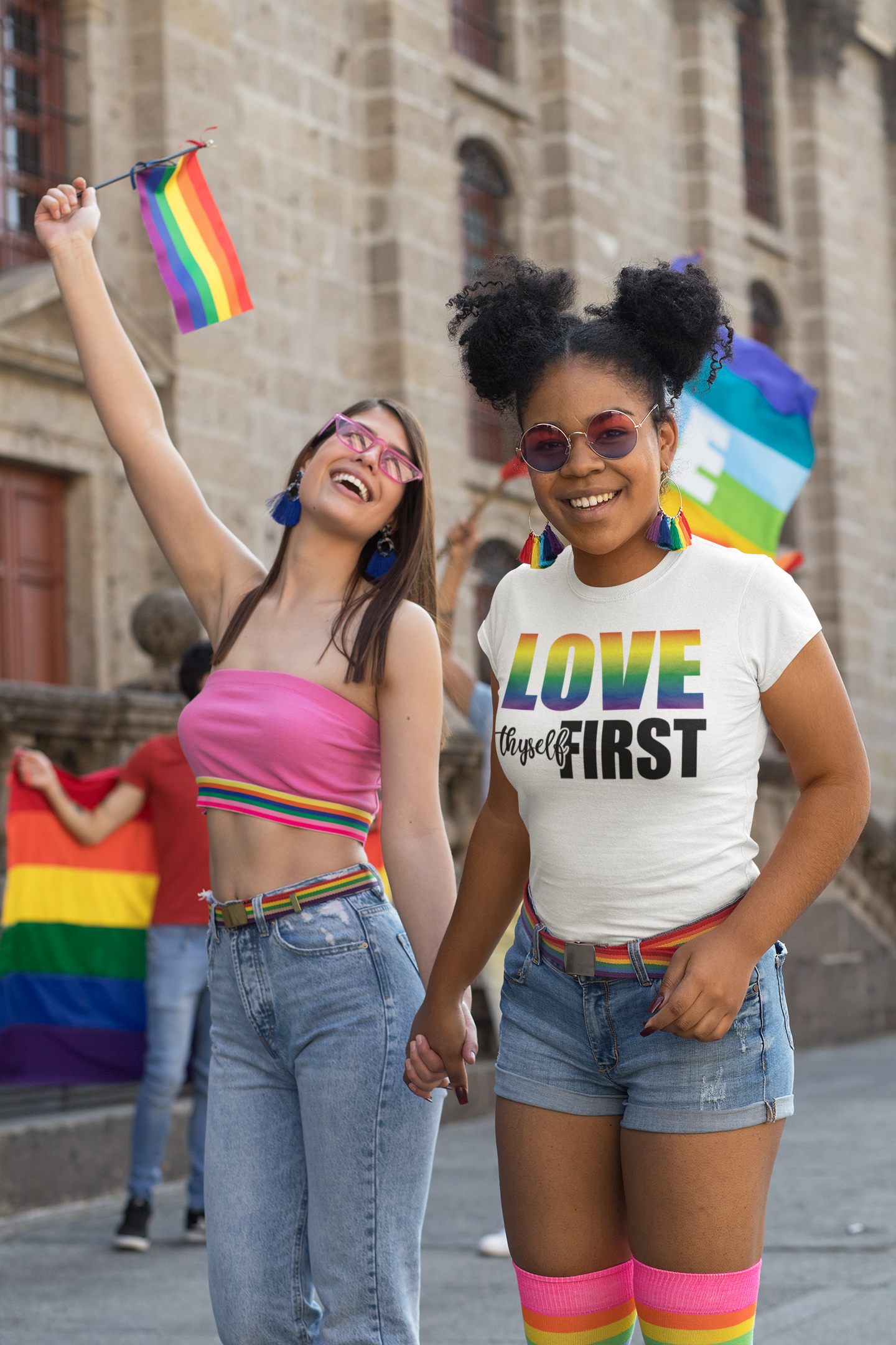 Women's LGBTQ Love Thyself First Semi-Fitted T-shirt