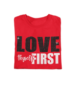 Load image into Gallery viewer, Women&#39;s Glittered Love Thyself First Regular T-shirt
