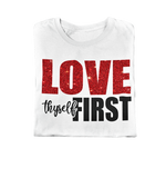 Load image into Gallery viewer, Women&#39;s Glittered Love Thyself First Regular T-shirt
