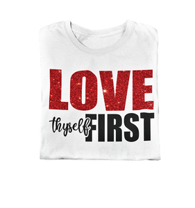 Women's Glittered Love Thyself First Regular T-shirt