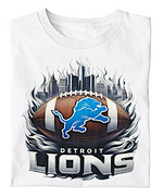 Load image into Gallery viewer, Lions With City Skyline Football T-shirt
